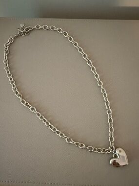 Silver Puffy Heart Necklace